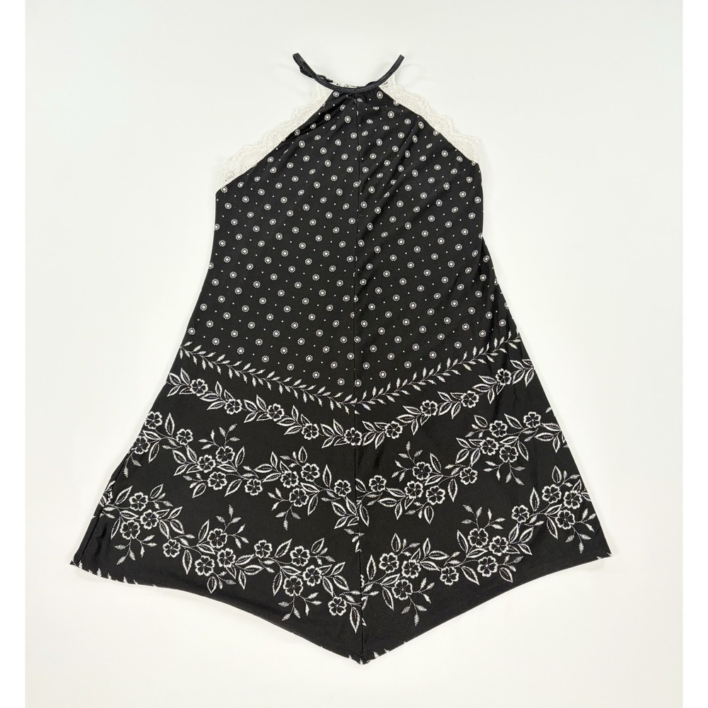 Apt. 9 Intimates Chemise Nightgown Women's S Black Floral & White Lace Halter